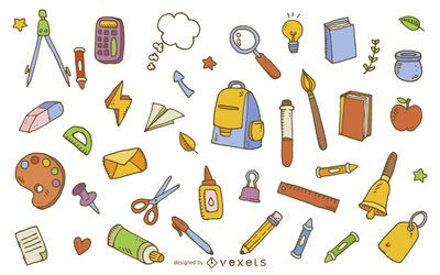 Cute School Supply Elements Clip Art Set