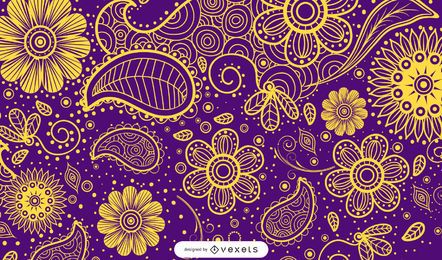 Illustrated paisley design in multiple colors