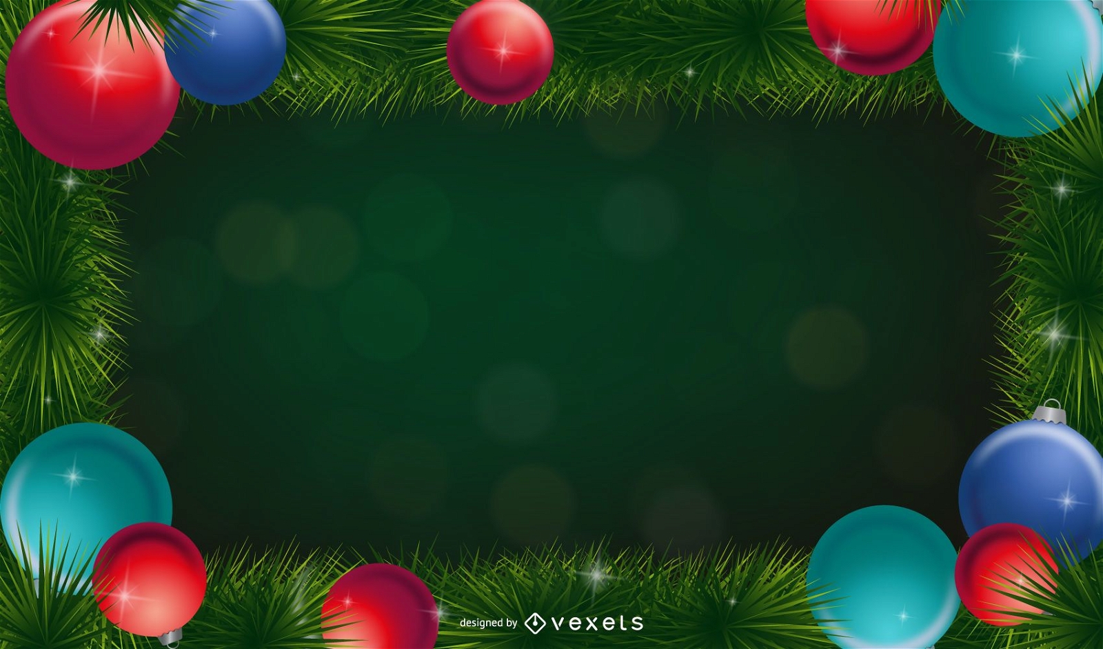 Christmas background with ornament garland