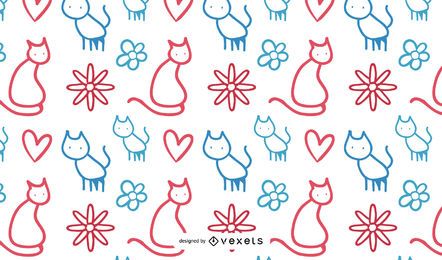 Love Cat Pattern Vector Design