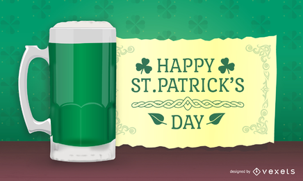 St. Patricks design with 3D beer and message