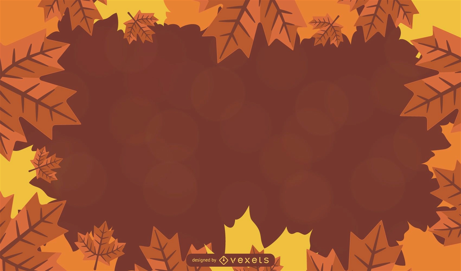 Illustrated maple leaves over blur
