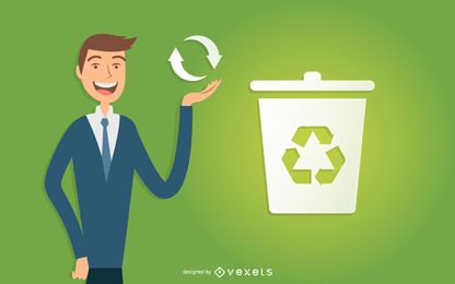 Illustrated Business Man Recycling Vector Download