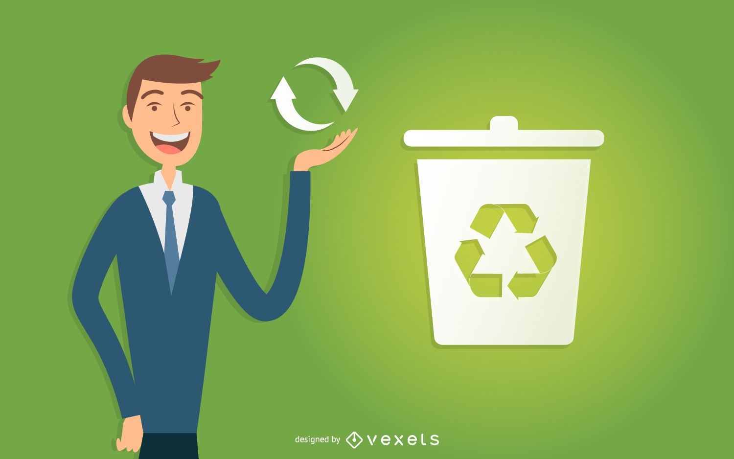 Illustrated business man recycling