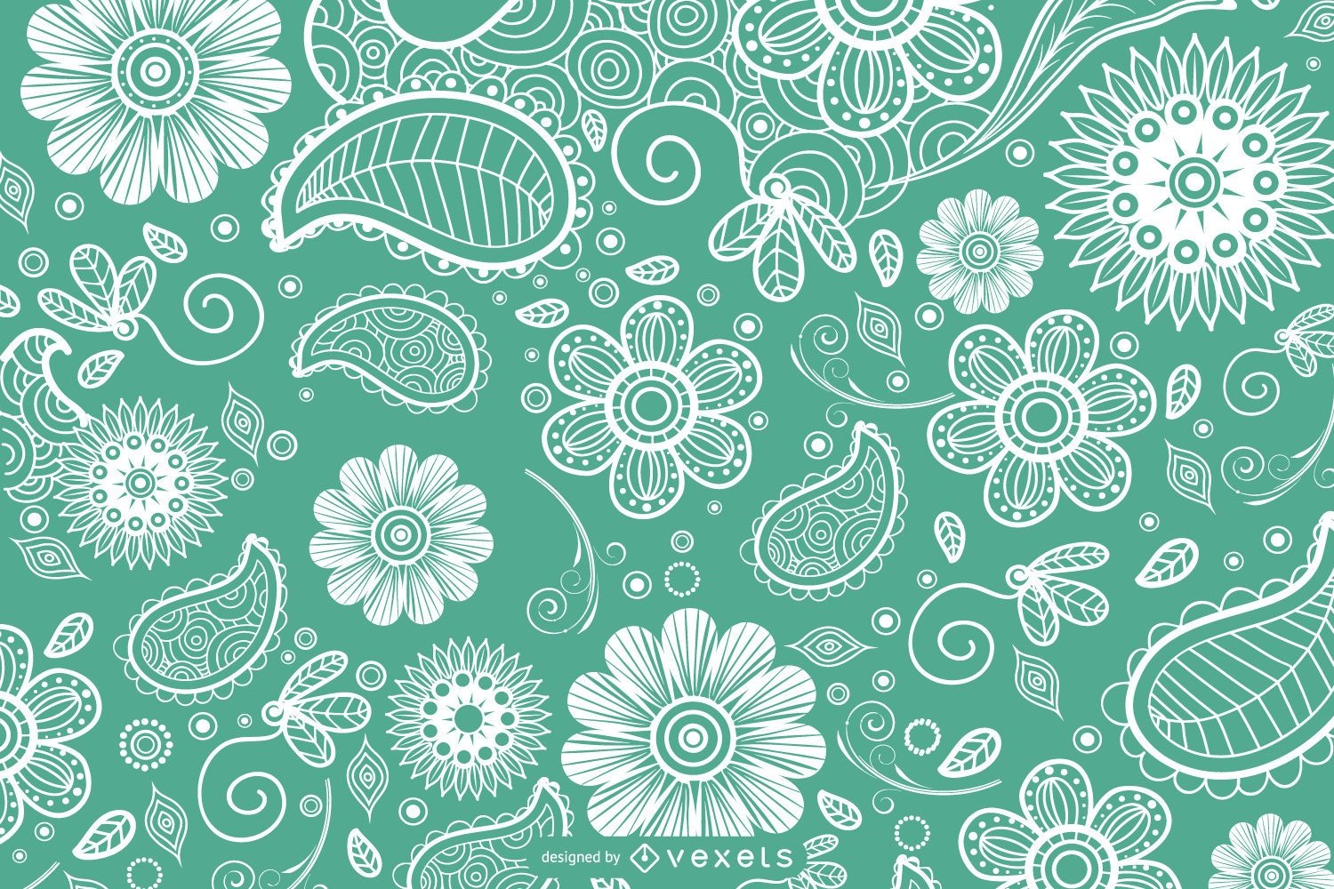 Green Paisley Ornamental Background