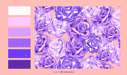 Blumenmusterdesign mit Farbpalette