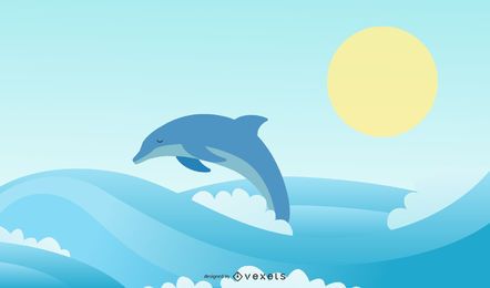 Diseño de ilustración de delfines de verano