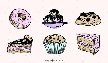 Paquete de ilustración de elementos de pastelería dulce