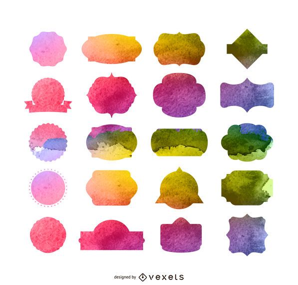 Coleção de rótulo em aquarela Coleção de rótulo em aquarela
