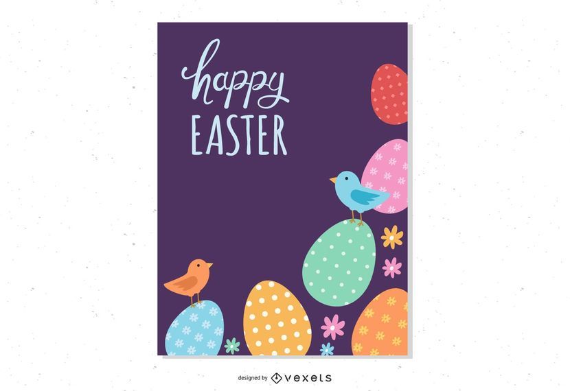 Easter poster with eggs and birds Easter poster with eggs and birds