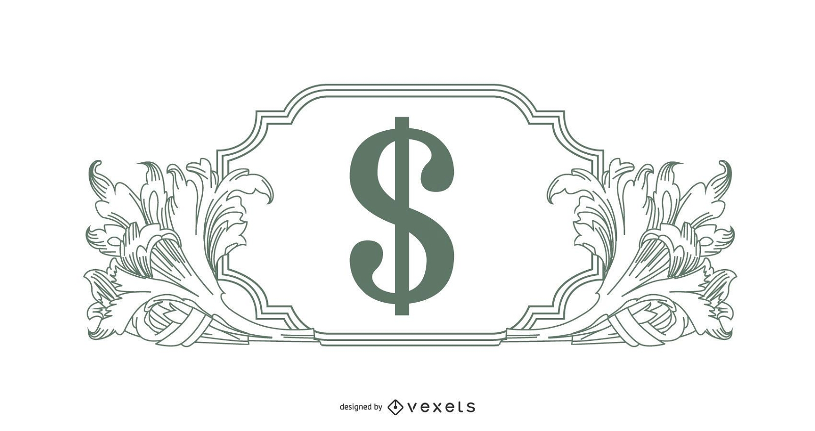Ornamentos ilustrados com sinal de dinheiro