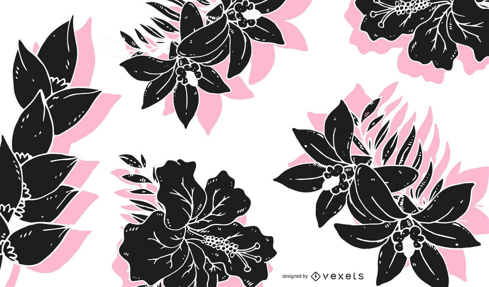 Delicate flowers silhouettes background