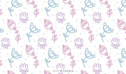 Hand drawn pastel flowers pattern