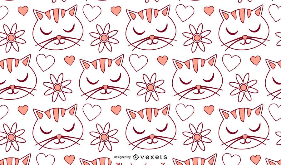 Gato Amor Patrón De Dibujos Animados Gato Amor Patrón De Dibujos Animados