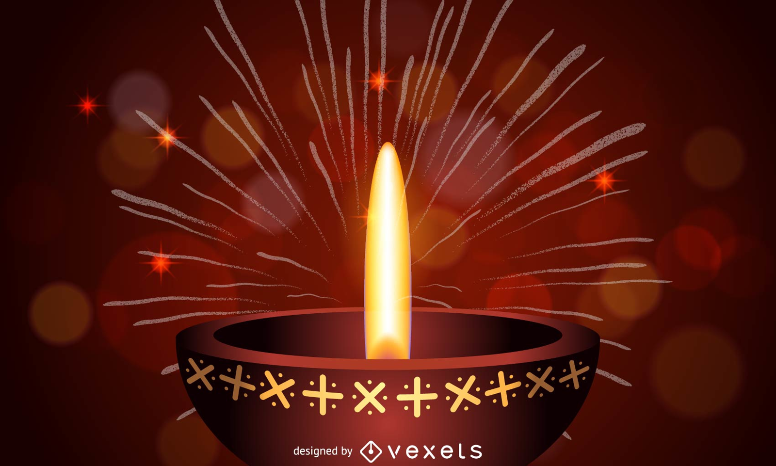 Ilustración de Diwali con lámpara de aceite