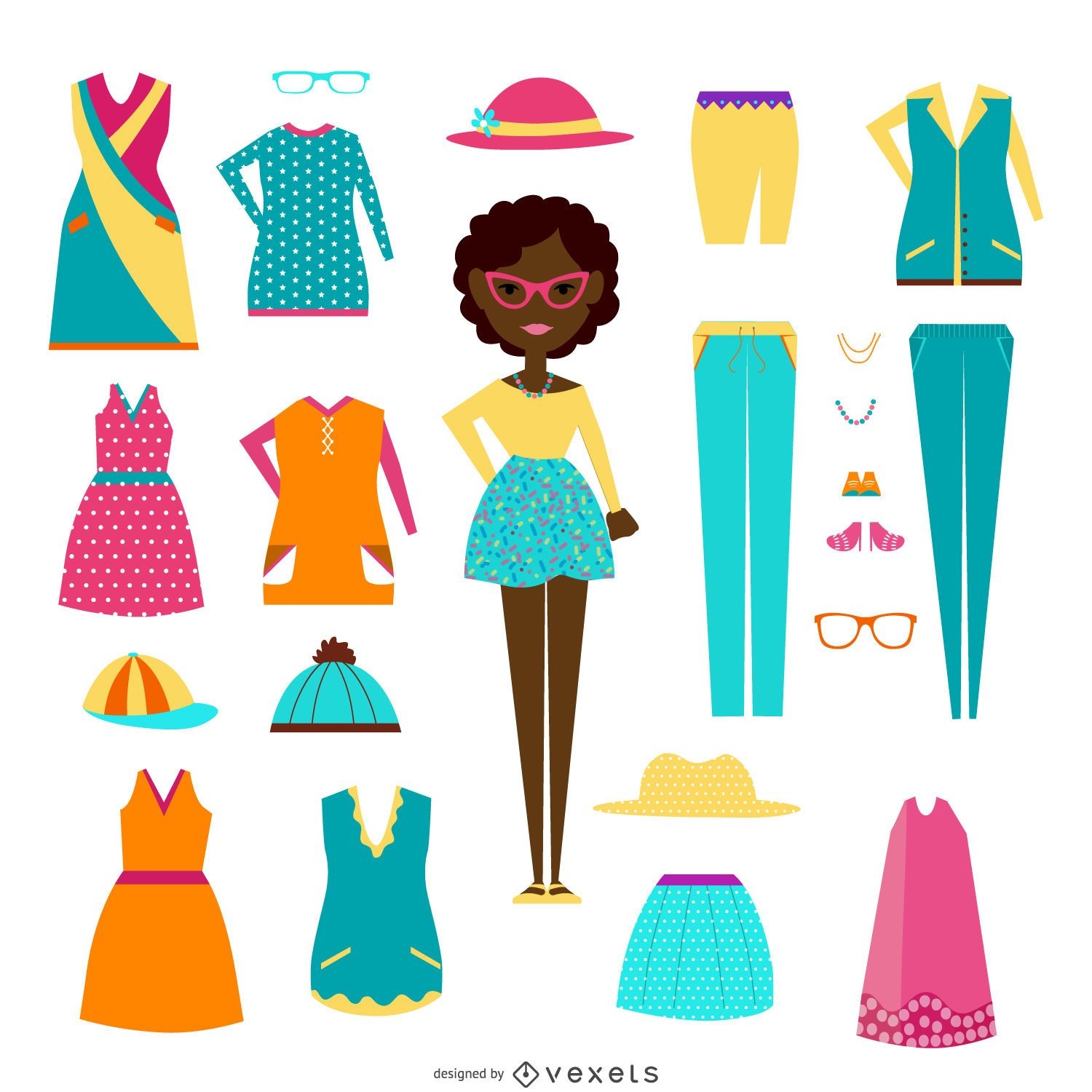 Girl with clothing elements