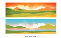 Landscape Banner Design Set Vector Download