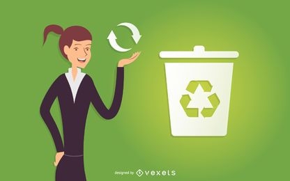 Ilustración de reciclaje de mujer de negocios