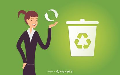 Mulher negócio, ilustração reciclando Mulher negócio, ilustração reciclando