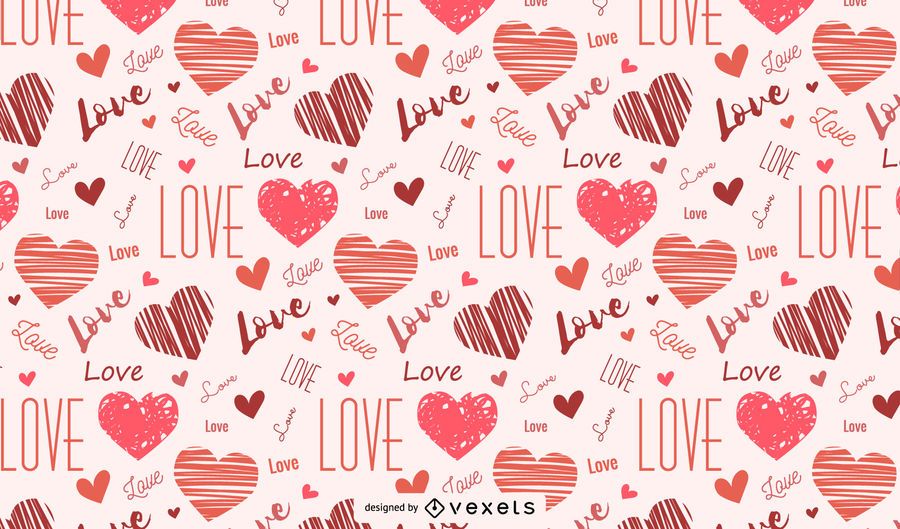 Drawn hearts and love pattern Drawn hearts and love pattern