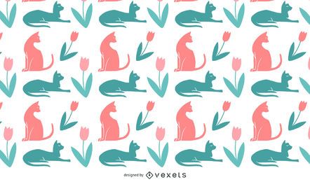 Diseño de patrón de siluetas de gato