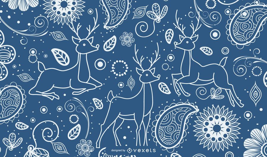 Ornamental background with decorated deer Ornamental background with decorated deer