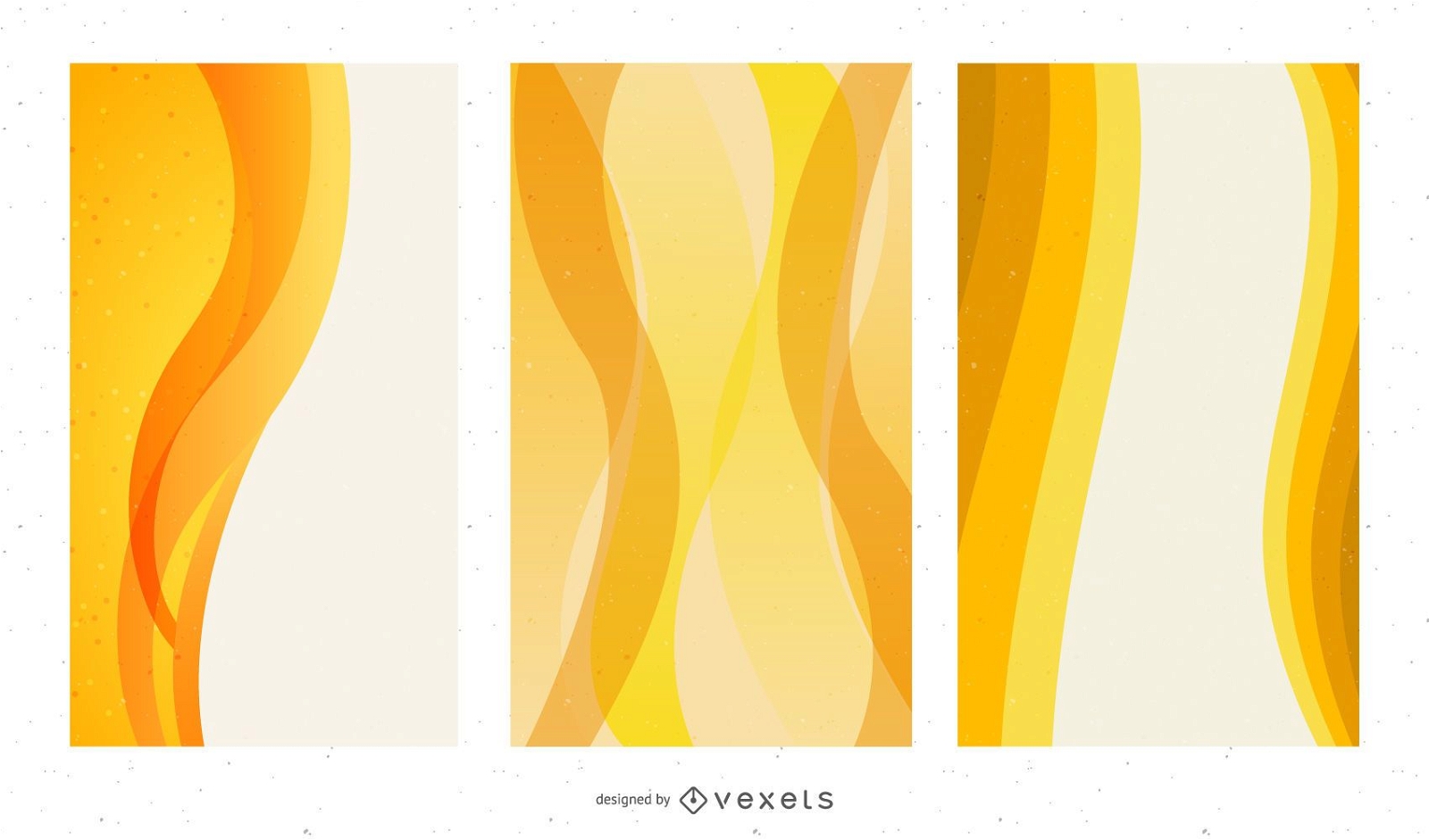 Yellow wavy shapes background set