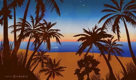 ilustração de praia tropical