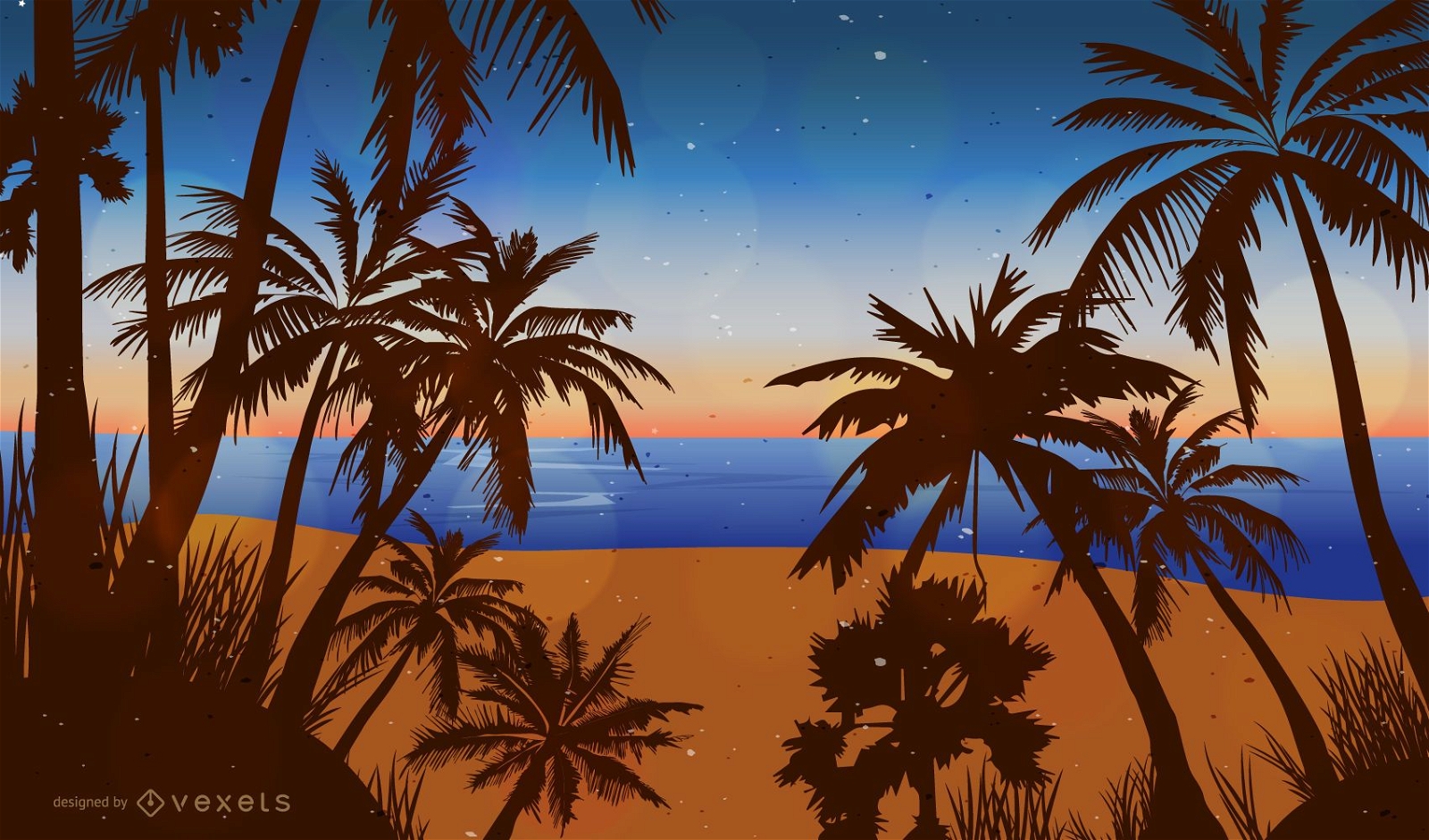 diseño de ilustración de playa tropical