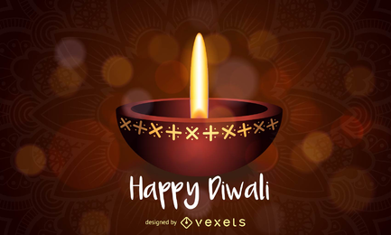 Happy Diwali oil lamp design