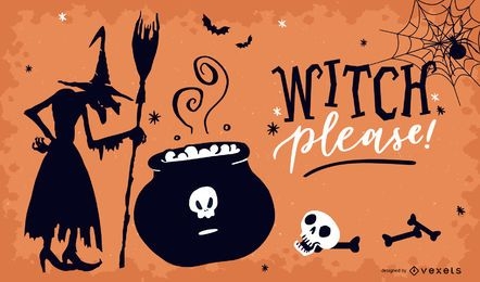 Bruxa por favor design de pôster de Halloween
