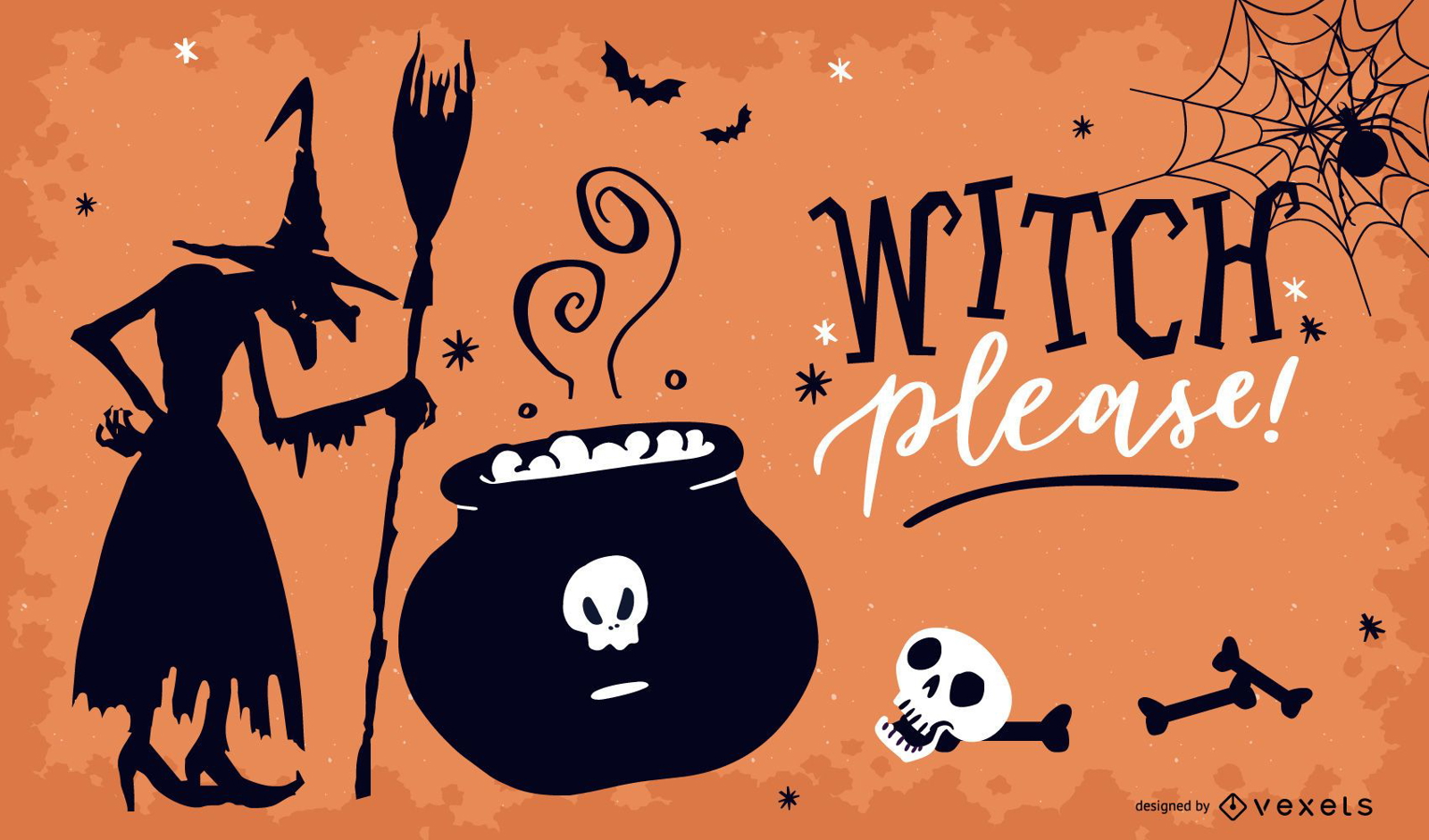Bruxa, por favor, design de ilustração de Halloween