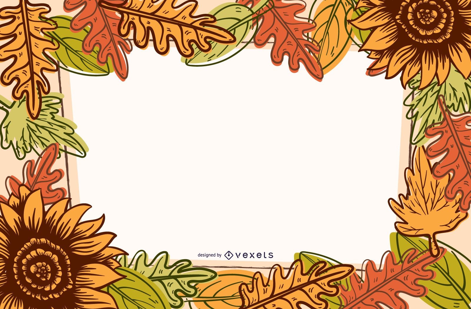 folhas de outono e quadro de flores