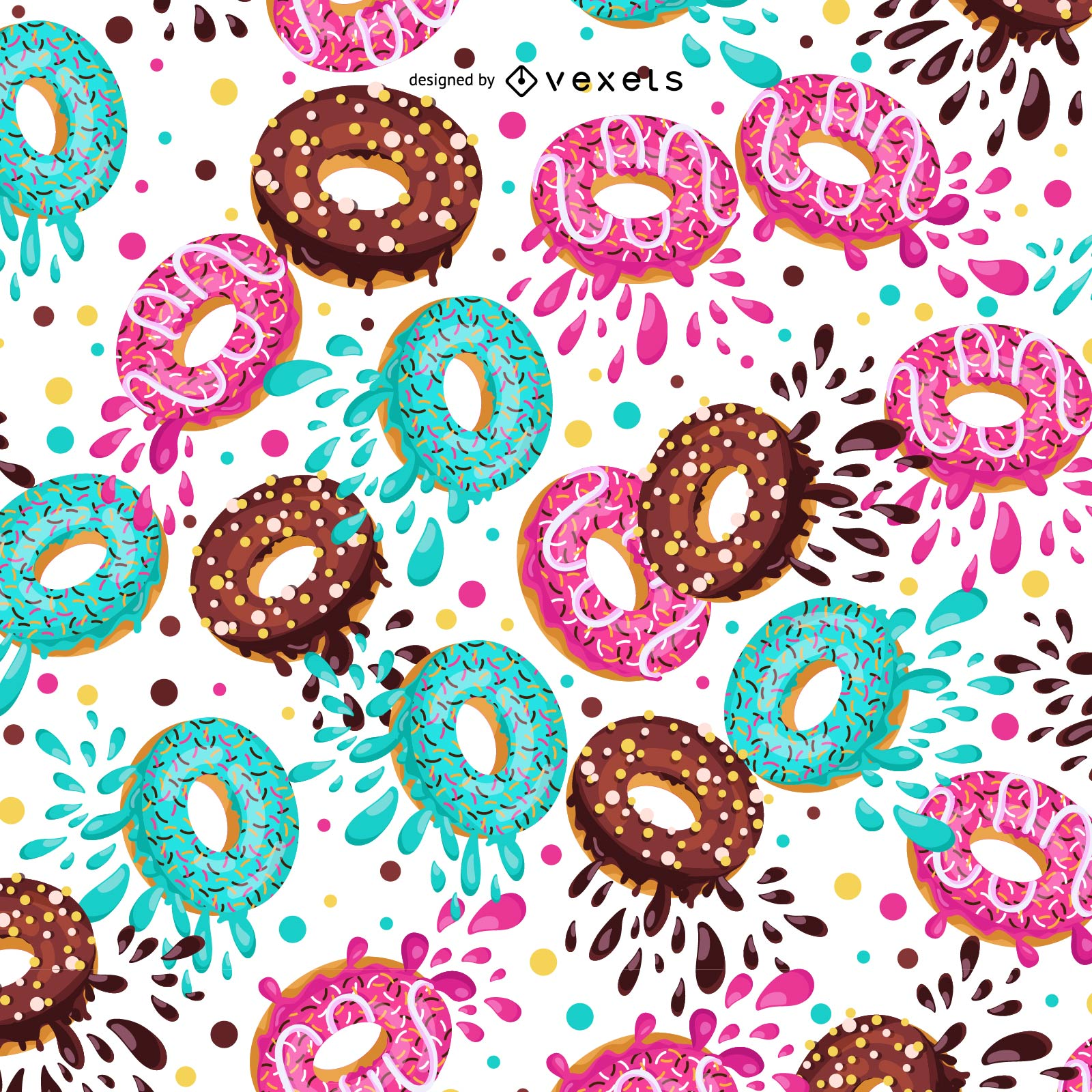 Illustriertes Donut-Musterdesign