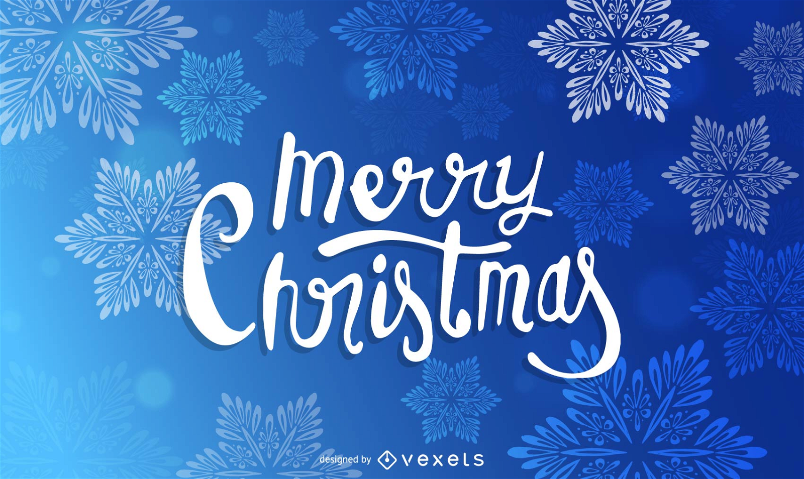 Christmas snowflake poster in blue