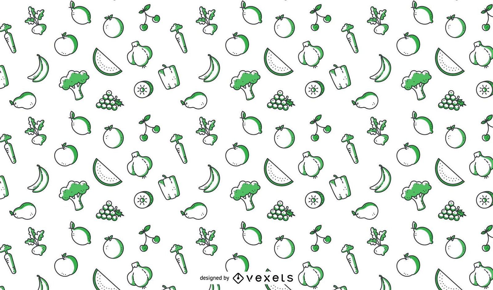 Illustrated fruit and vegetable pattern