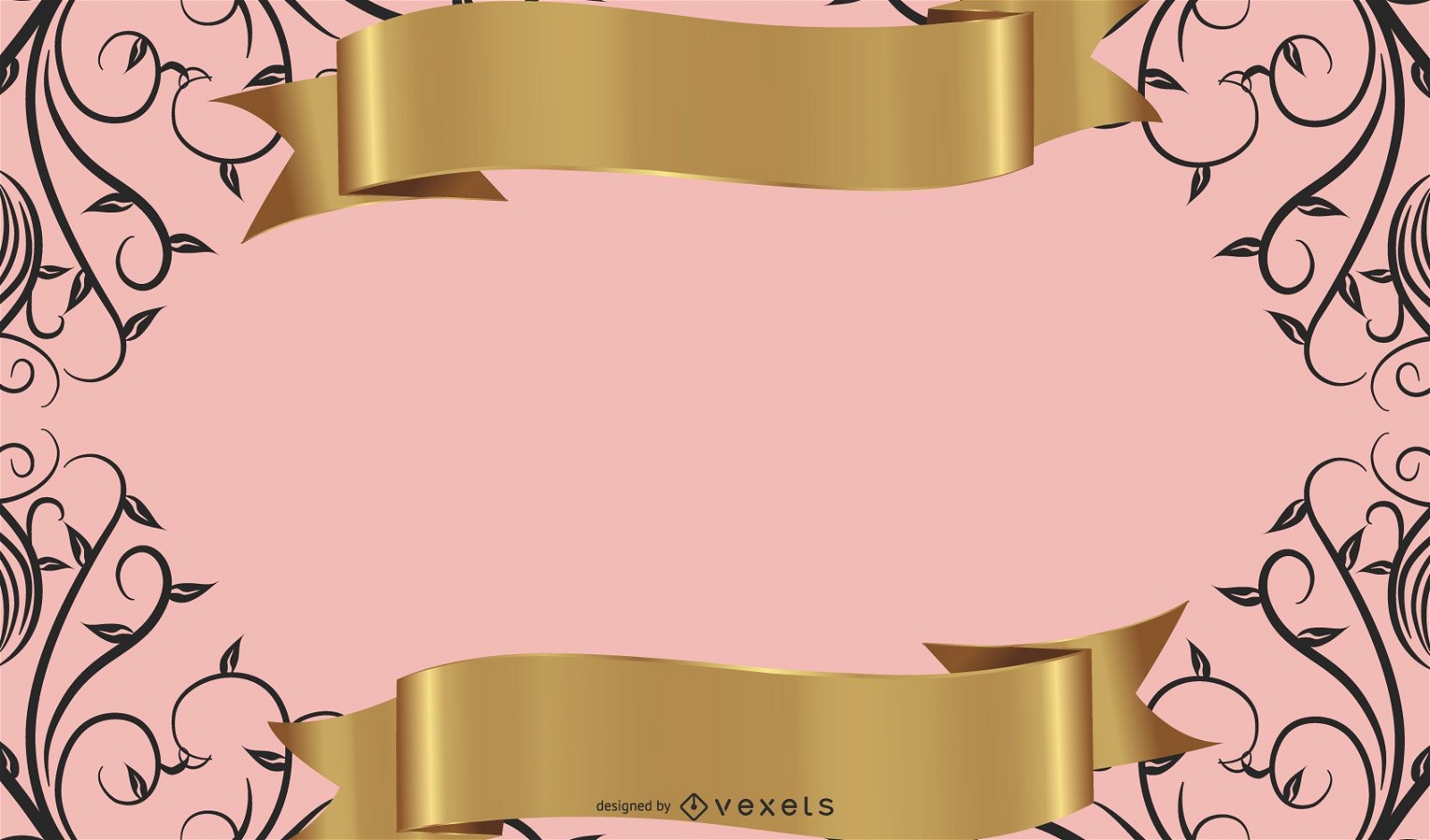 Fundo rosa da moldura de fita dourada