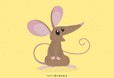 Ratón marrón de dibujos animados lindo
