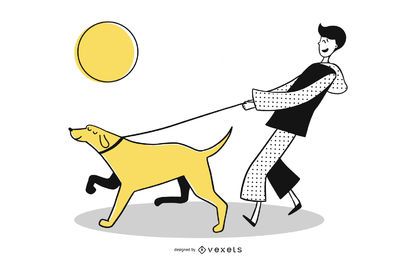 Joven pasear perro