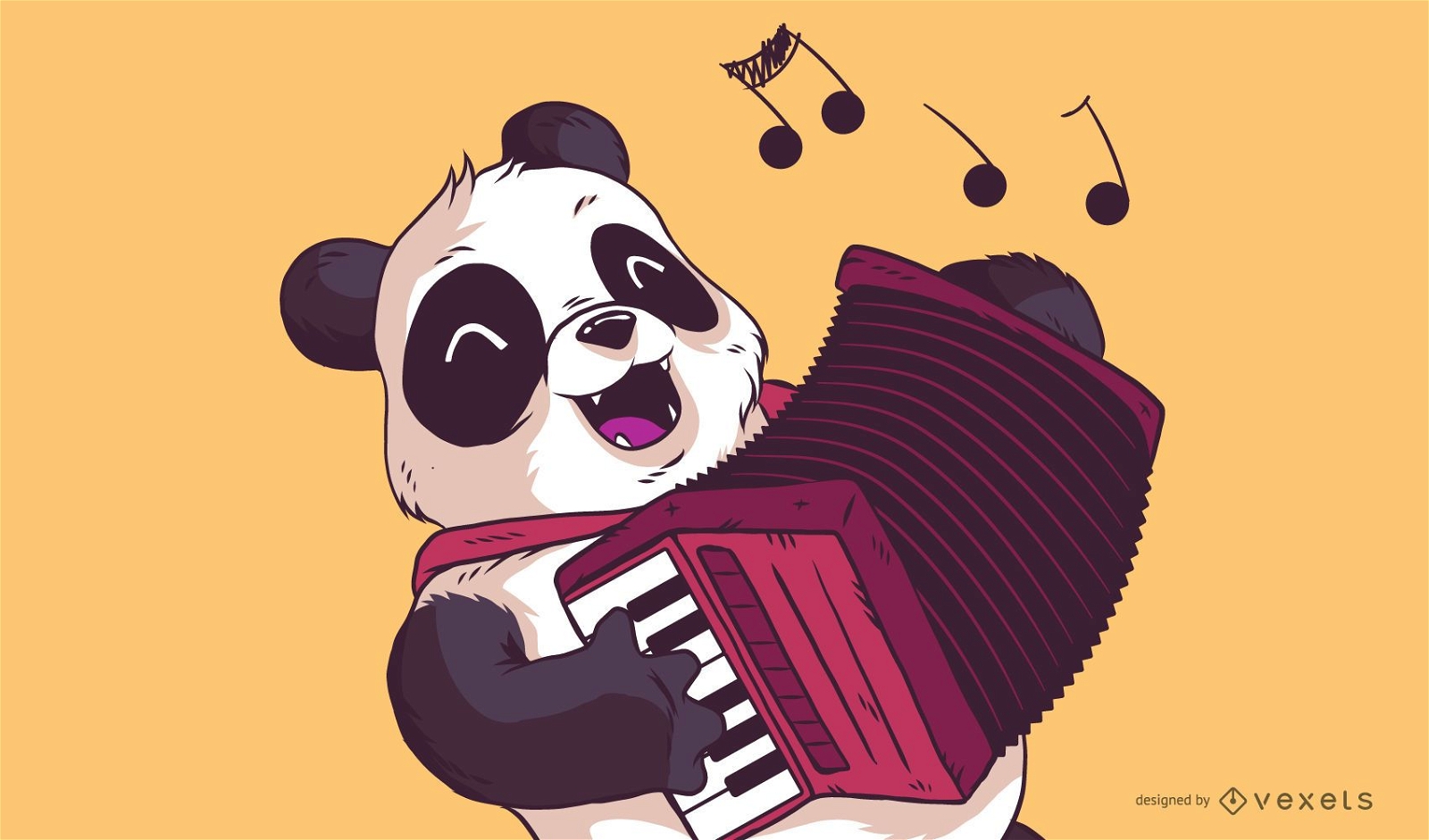 panda play accordion illustration