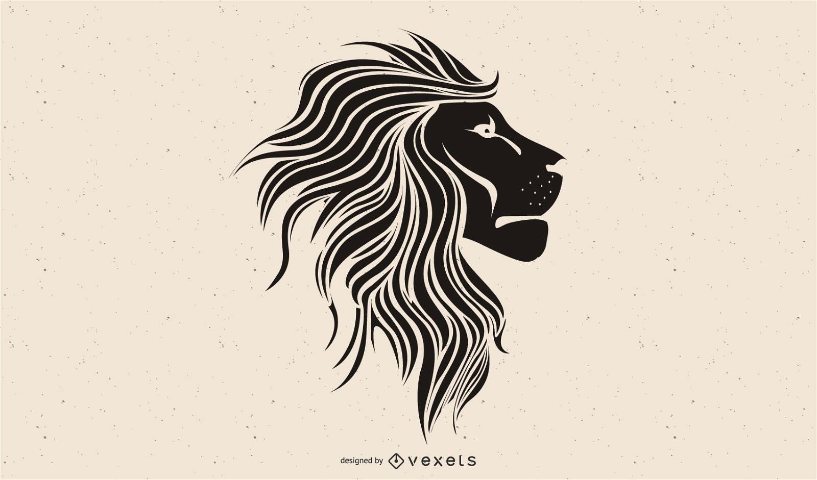black lion head illustration design