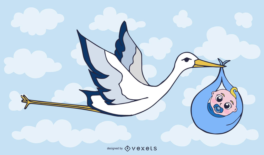 Stork Carrying A Baby Vector Stork Carrying A Baby Vector