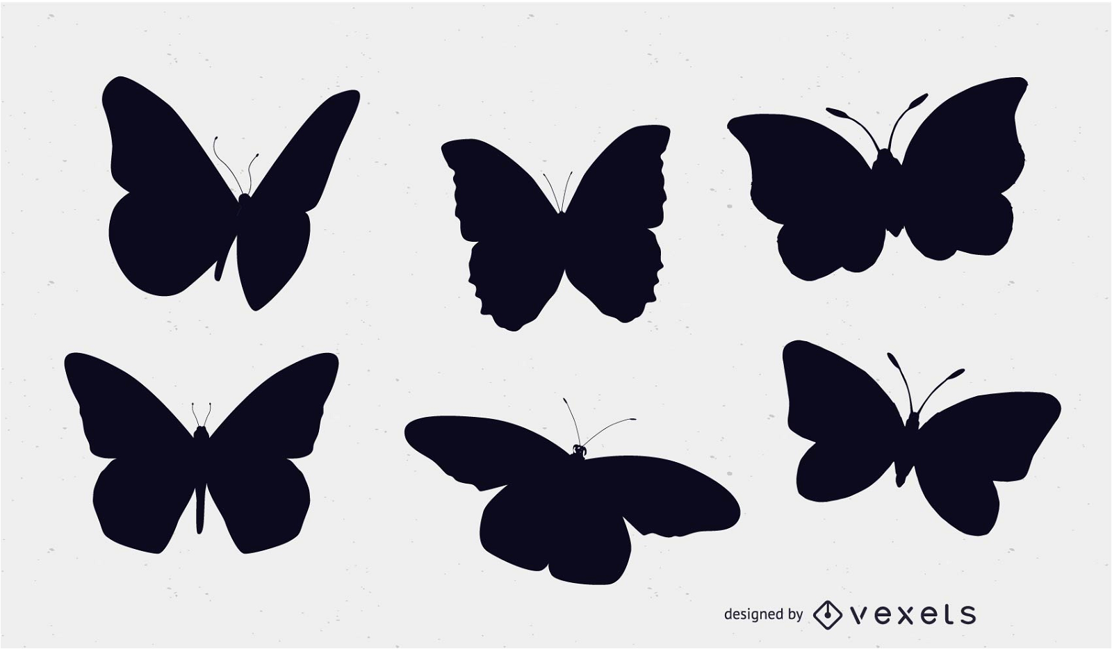 Conjunto de silhuetas de borboletas