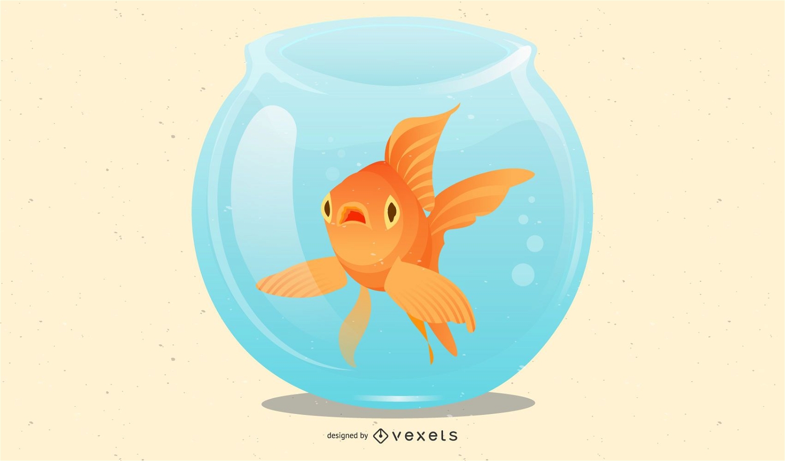 Goldfish in Glass Fishbowl Illustration