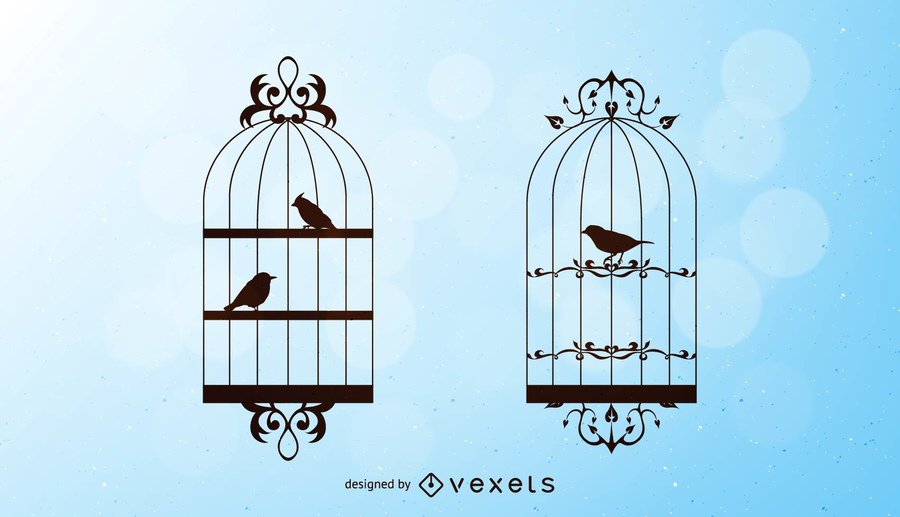 Vector de aves y jaulas Vector de aves y jaulas