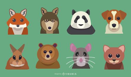 Flaches Tier Cartoon Pack