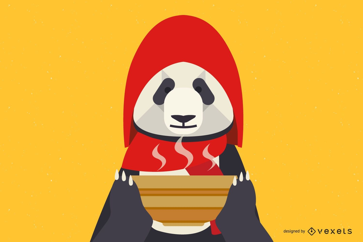 Panda With Soup Bowl Illustration Design