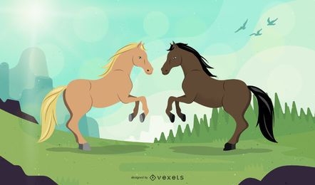 Horse Couple Illustration