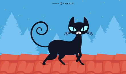 Diseño de papel tapiz de gato negro