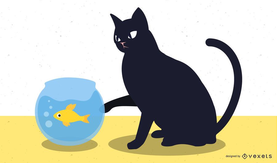 Gato y pez vector Gato y pez vector